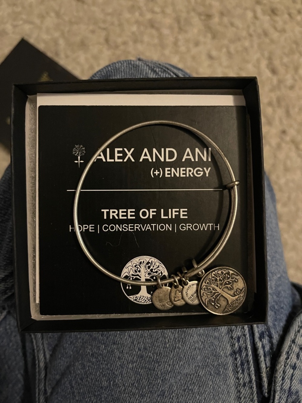 Alex and Ani Silver Tree of Life Charm Bangle Bracelet